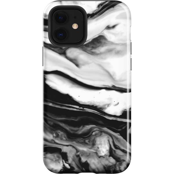 Black and White Marble Ink Apple Impact Case