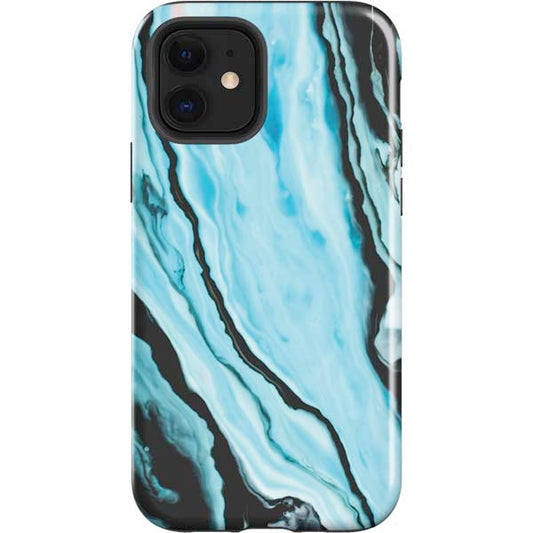 Aqua Blue Marble Ink Apple Impact Case