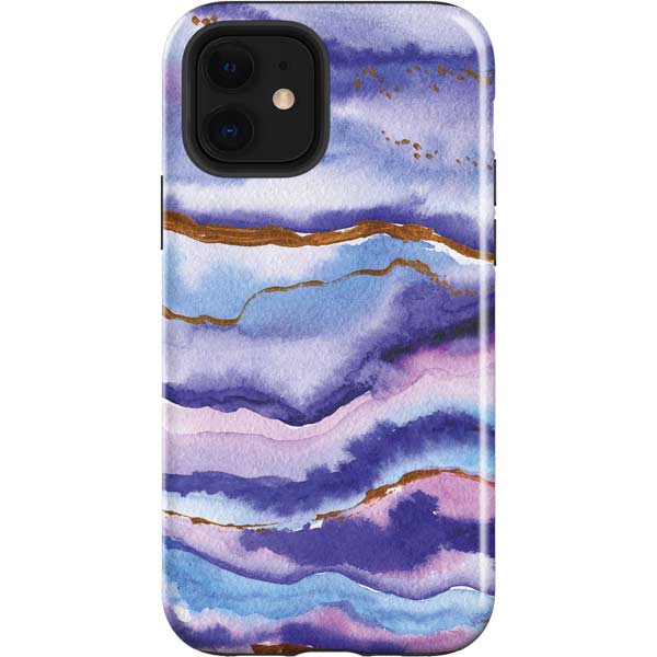 Blue Violet Watercolor Geode Apple Impact Case