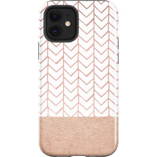 Rose Gold Herringbone Apple Impact Case