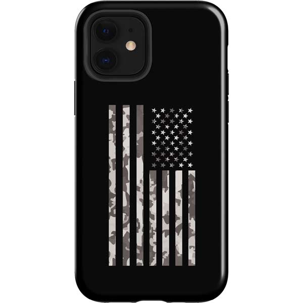 Black and White Camo American Flag Apple Impact Case