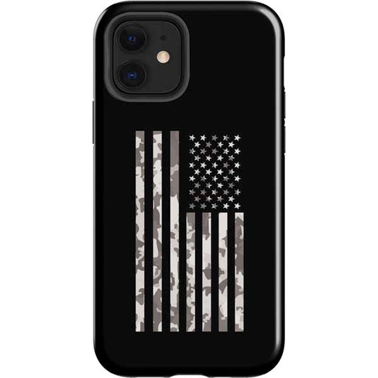 Black and White Camo American Flag Apple Impact Case