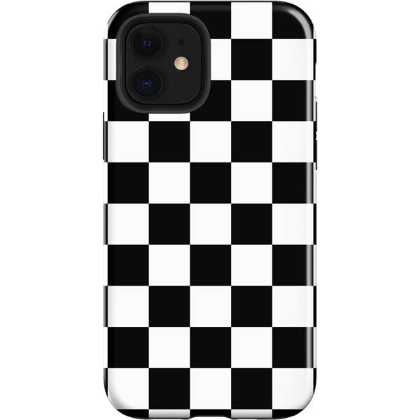 Black and White Checkered Apple Impact Case