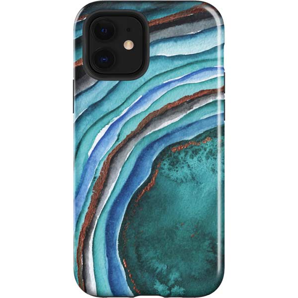 Turquoise Watercolor Geode Apple Impact Case