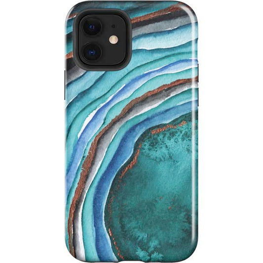 Turquoise Watercolor Geode Apple Impact Case